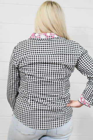Black and White Gingham Button Down - Boutique Bella BellaBLOUSE