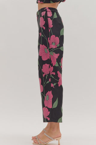 Black Blossom Wide - Leg Pants - Boutique Bella BellaPants
