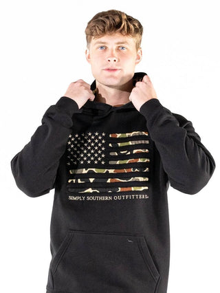 Black & Camo Flag Hoodie - Boutique Bella Bellahoodie