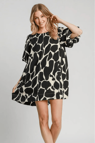 Black Canvas Abstract Dress - Boutique Bella BellaDRESS