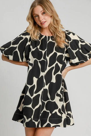 Black Canvas Abstract Dress - Boutique Bella BellaDRESS