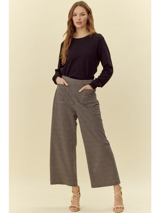 Black Checker Wide Leg Pants - Boutique Bella Bellapants