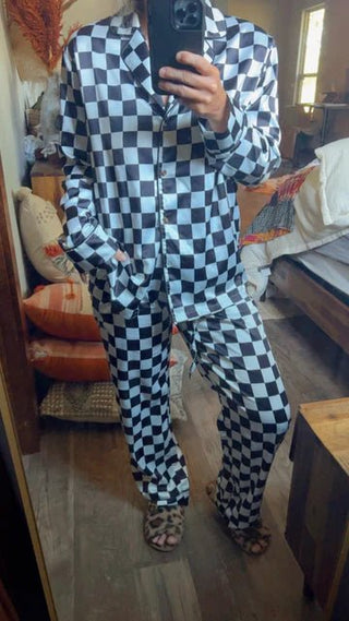 Black Checkered Pajama Set - Boutique Bella Bellapajama set