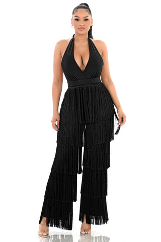 Black Fringe Benefits Jumpsuit - Boutique Bella BellaJumpsuit