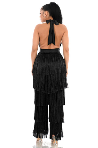 Black Fringe Benefits Jumpsuit - Boutique Bella BellaJumpsuit