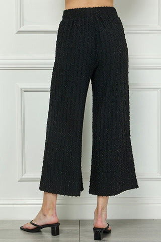 Black Glitter Textured Cropped Pants - Boutique Bella Bellapants