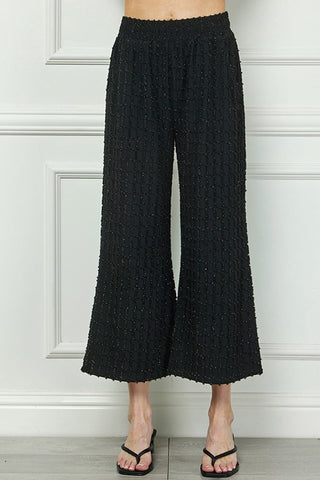 Black Glitter Textured Cropped Pants - Boutique Bella Bellapants