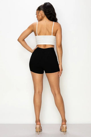 Black High Waisted Stretchy Shorts - Boutique Bella BellaShorts