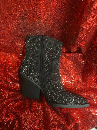 Black Kady Bling Booties - Boutique Bella Bella