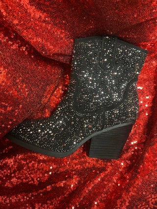 Black Kady Bling Booties - Boutique Bella Bella