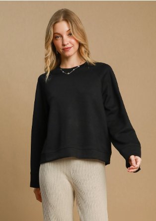 Black Luxeknit Raglan Sleeve Top - Boutique Bella BellaTop