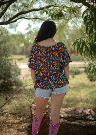 Black Multi Otomi T-Shirt - Boutique Bella BellaT-shirt