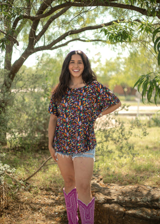 Black Multi Otomi T-Shirt - Boutique Bella BellaT-shirt