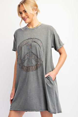 Black Peace Patch T - Shirt Dress - Boutique Bella BellaT - shirt dress