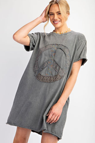 Black Peace Patch T - Shirt Dress - Boutique Bella BellaT - shirt dress