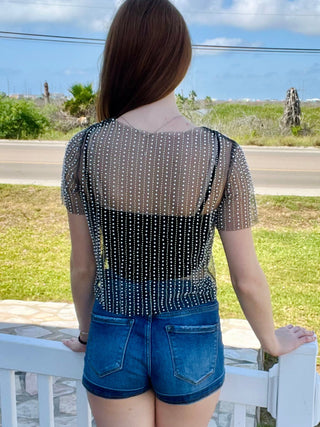 Black Pearl Mesh Top - Boutique Bella BellaMesh Top