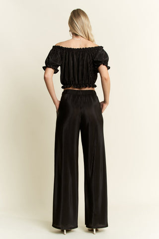 Black Pleated Pant Set - Boutique Bella BellaPant Set