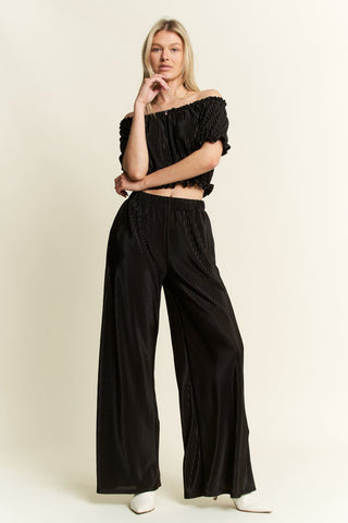 Black Pleated Pant Set - Boutique Bella BellaPant Set