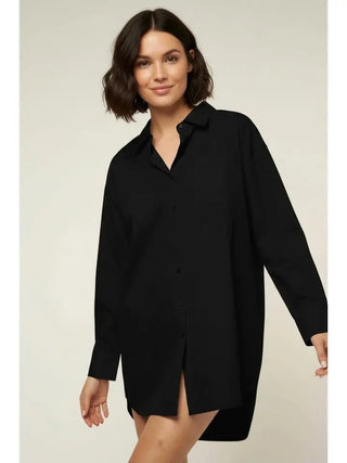 Black Poplin Shirt - Boutique Bella Bellashirt