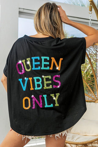 Black "Queen Vibes Only" Tee - Boutique Bella BellaTops
