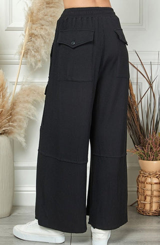 Black Ribbed Cargo Pants - Boutique Bella BellaCargo Pants