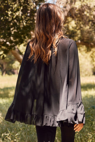 Black Ruffled Chiffon Blouse - Boutique Bella BellaBlouse