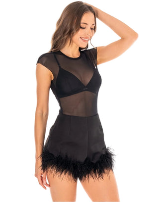 Black Swan Luxe Feather Shorts - Boutique Bella BellaShorts