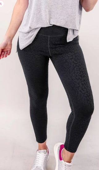 Black Textured Leopard Leggings - Boutique Bella Bellaleggings