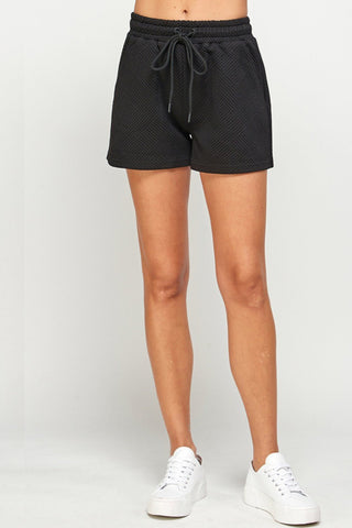 Black Textured Soft Shorts - Boutique Bella Bellashorts