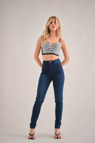 BLACK/AB Bustier Corset Top - Boutique Bella BellaTop
