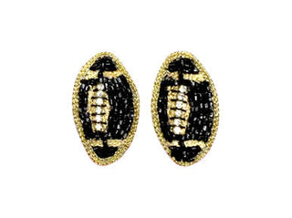Football Stud Earrings - Black and Gold