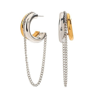 Blaine Two Tone Chain Hoop - Boutique Bella BellaEarring