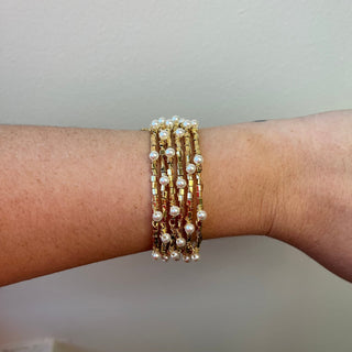 Blake Pearl Wrap Bracelet - 6 Rows - Boutique Bella BellaBracelets
