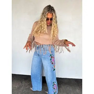 Blakeley Evie Floral Embroidered Jeans - Boutique Bella BellaJeans
