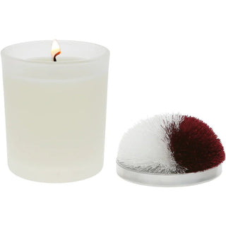 Blank Maroon & White - 5.5 oz - 100% Soy Wax Candle with Pom Pom Lid Scent: Tranquility - Boutique Bella Bellacandle