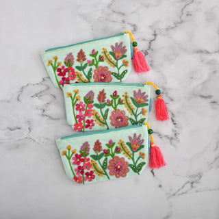 Bloom & Bead Handcrafted Pouch 7X4" - Boutique Bella BellaMakeup Bag