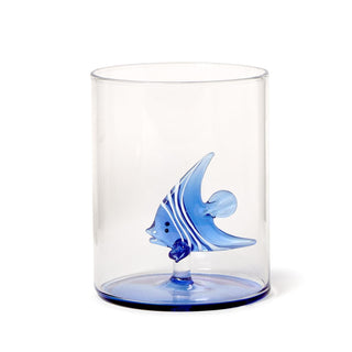 Blue Angel Fish Icon in Double Old Fashion Glass - Glass - Boutique Bella Bellaglass