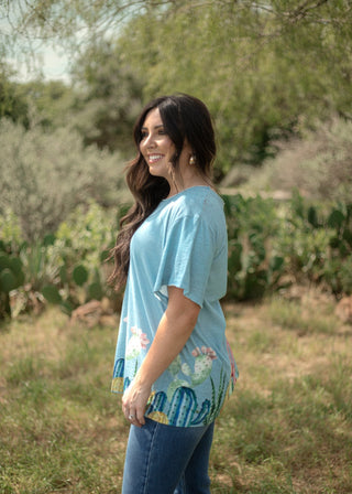 Blue Cactus Garden T-Shirt - Boutique Bella BellaT-Shirt