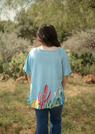 Blue Cactus Garden T-Shirt - Boutique Bella BellaT-Shirt