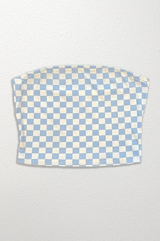 Blue Checkered Tube Top - Boutique Bella Bellatube top