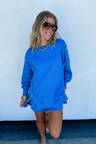 Blue Classic Crew Pullover - Boutique Bella Bellapullover