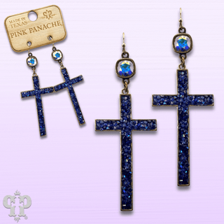 Blue cross earring with Austrian crystal, last call - Boutique Bella BellaEarrings