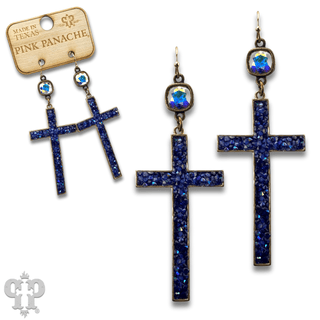 Blue cross earring with Austrian crystal, last call - Boutique Bella BellaEarrings