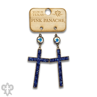 Blue cross earring with Austrian crystal, last call - Boutique Bella BellaEarrings