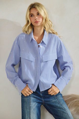 Blue Crush Rhinestone Shirt - Boutique Bella Bellashirt