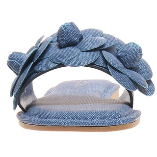 Blue Denim Flower Slide Sandals - Boutique Bella BellaSlides