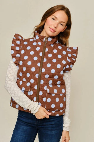Blue Dot Darling Quilted Vest - Boutique Bella BellaVest