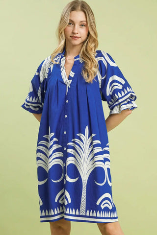 Blue Oasis Palm Dress - Boutique Bella BellaDress