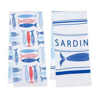 Blue & Red Sardine Fish Tea Towel - Boutique Bella BellaTea Towel