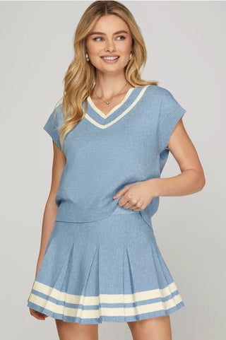 Blue Sky Varsity Skirt - Boutique Bella BellaSkirt